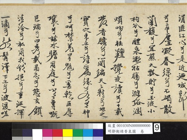 明鄒衡綠香泉圖　卷