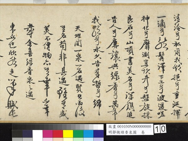 明鄒衡綠香泉圖　卷