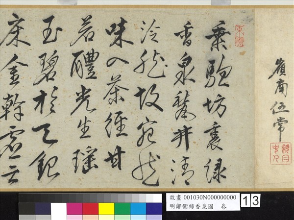 明鄒衡綠香泉圖　卷