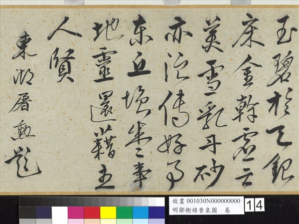 明鄒衡綠香泉圖　卷