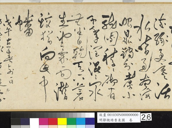 明鄒衡綠香泉圖　卷