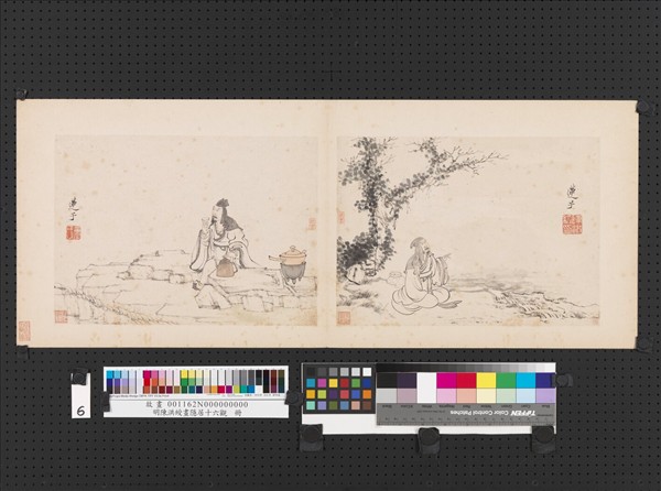 明陳洪綬畫隱居十六觀　冊　問月