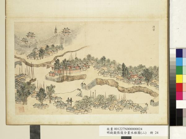明錢穀張復合畫水程圖（二）　冊　濟寧