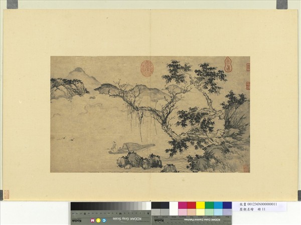 歷朝名繪　冊　明盛著秋江釣艇　