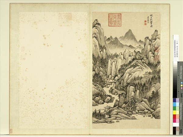 清黃鼎倣古山水　冊　倣巨然山寺圖