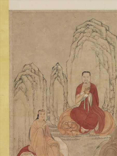 明仇英畫三大士像　軸