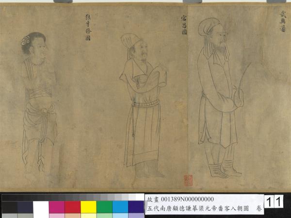 五代南唐顧德謙摹梁元帝番客入朝圖　卷