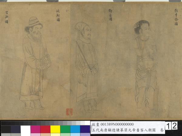 五代南唐顧德謙摹梁元帝番客入朝圖　卷