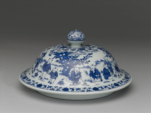 青花嬰戲圖蓋罐