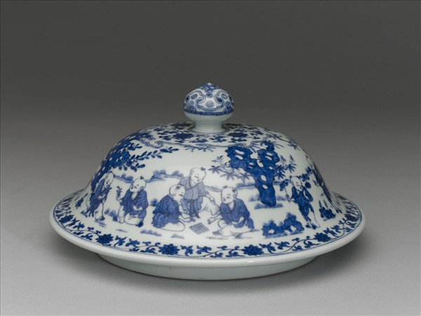 青花嬰戲圖蓋罐
