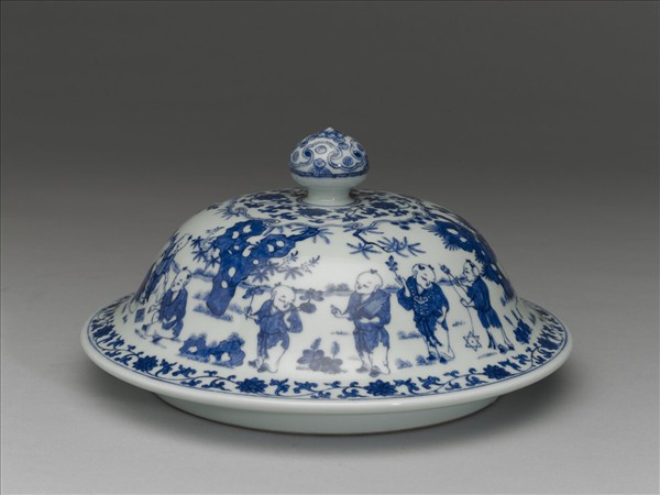 青花嬰戲圖蓋罐
