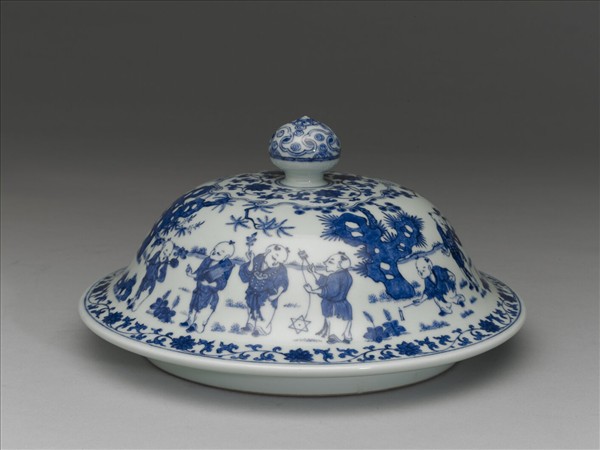 青花嬰戲圖蓋罐