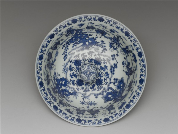 青花嬰戲圖蓋罐