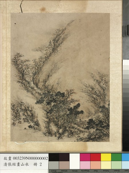 明張經畫山水　冊　橋上賞瀑