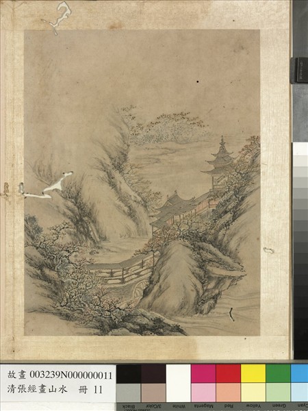 明張經畫山水　冊　連廊疊樓