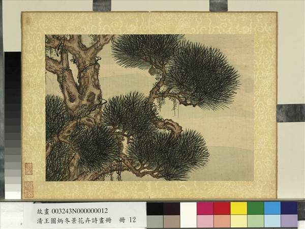 清王圖炳冬景花卉詩畫冊　冊　松