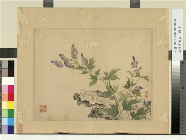 清陳書摹古　冊　奇石花卉