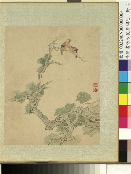 清陳書仿古花卉翎毛　冊　松樹翎毛