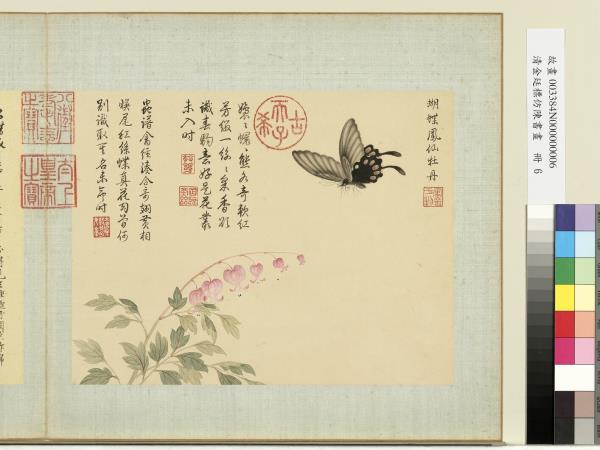 清金廷標仿陳書畫　冊　蝴蝶鳳仙牡丹