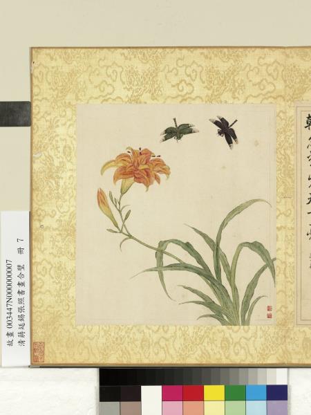 清蔣廷錫張照書畫合璧　冊　萱花蜻蜓