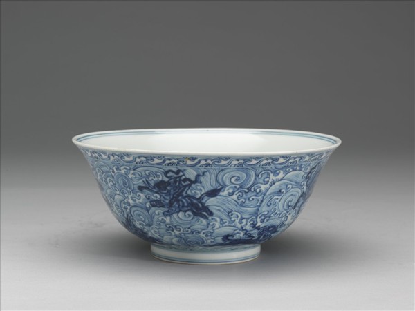 青花海獸紋碗