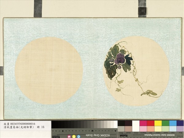 清光緒御筆絹畫扇面　冊　設色葡萄