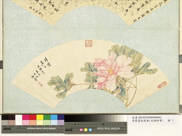 清光緒御筆指畫紙扇面　冊　牡丹富貴