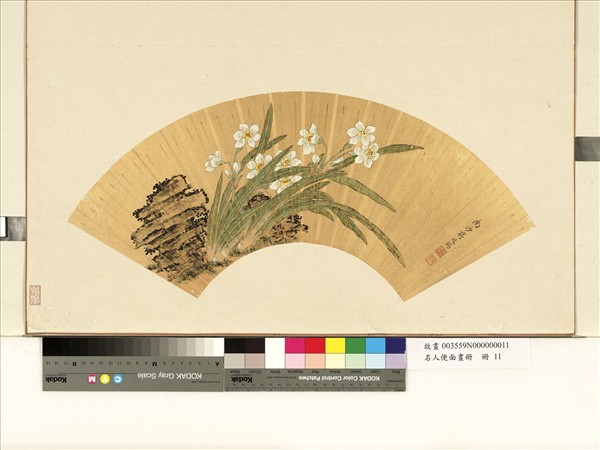 名人便面畫冊　冊　清蔣廷錫水仙壽石