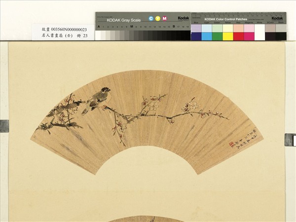 名人書畫扇（壬）　冊　清顧見龍畫梅花鴝鵒