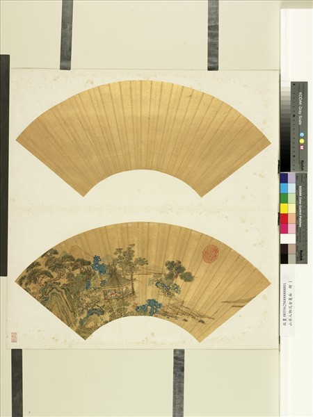 山水人物泥金箑面　冊　無款梧亭雅集