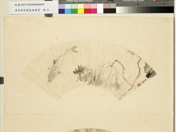 清李世倬畫扇面冊頁　冊　擬高且園騎驢圖