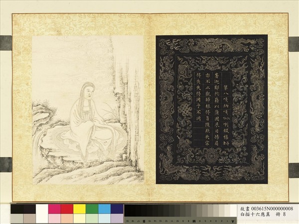 白描十六應真　冊　第八嘎納嘎拔哈剌錣襍尊者