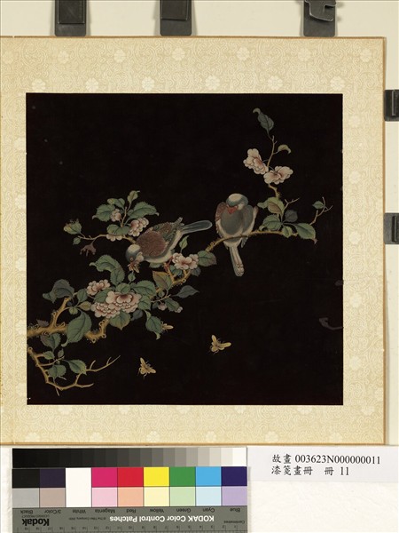 漆箋畫冊　冊　鳥捕蟲