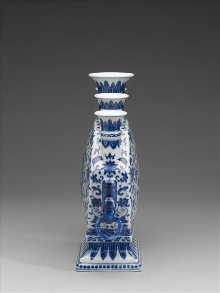 青花雲龍紋五孔環耳花插