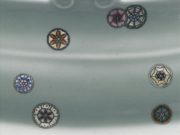 粉彩天青地皮球花紋水仙盆