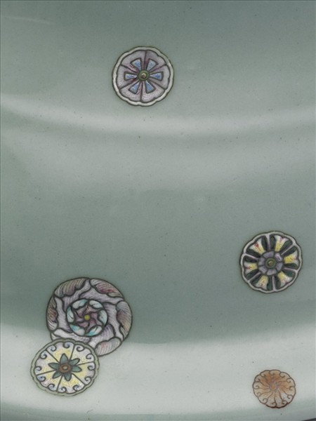 粉彩天青地皮球花紋水仙盆