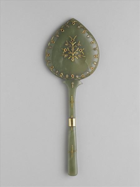 玉嵌金寶石長柄鏡