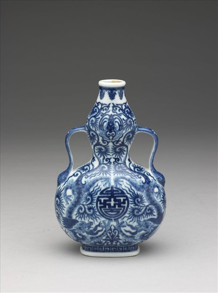 青花雲龍紋葫蘆雙耳扁瓶