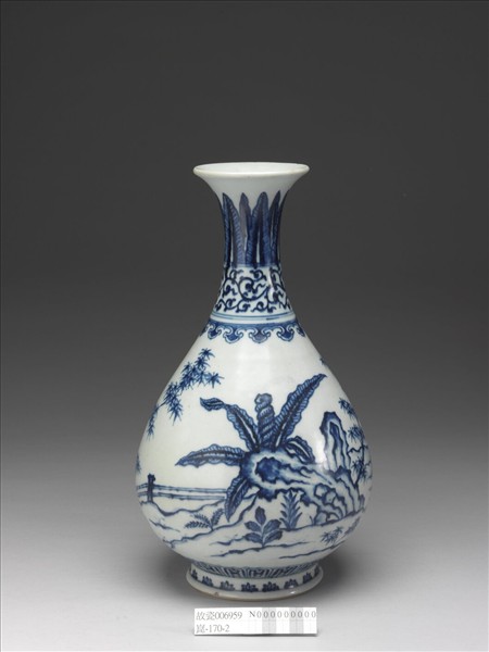 青花三友圖玉壺春瓶