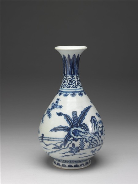 青花三友圖玉壺春瓶