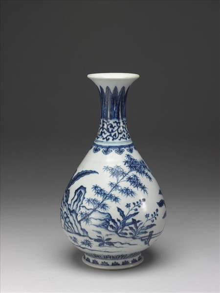 青花三友圖玉壺春瓶