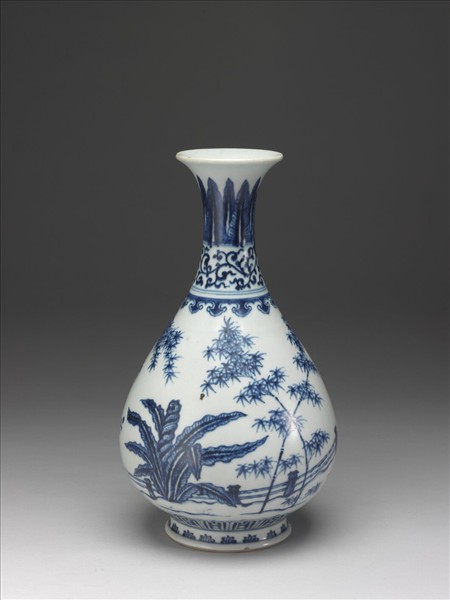 青花三友圖玉壺春瓶