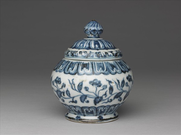 青花轉枝海棠紋蓋罐