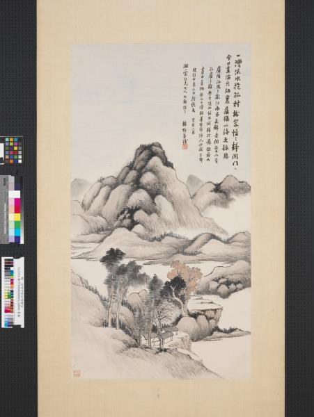 民國林紓溪山孤村　軸