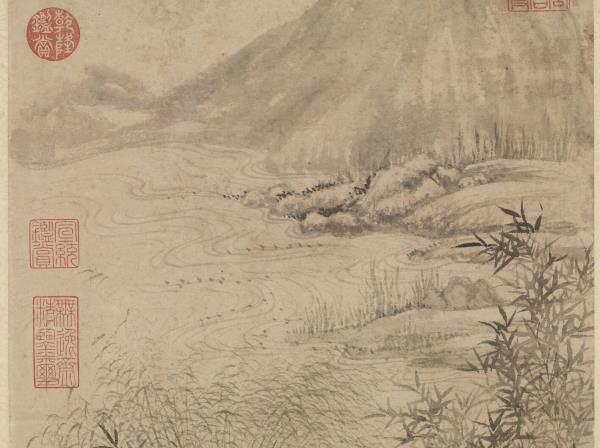 明朱芾蘆洲聚雁圖　軸