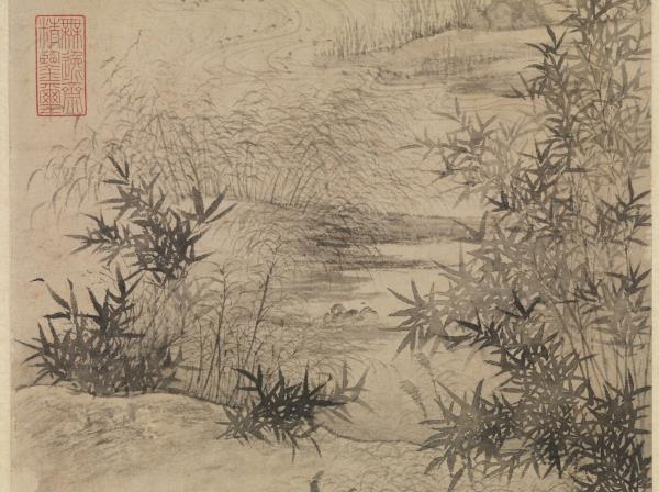 明朱芾蘆洲聚雁圖　軸