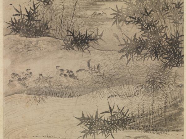 明朱芾蘆洲聚雁圖　軸