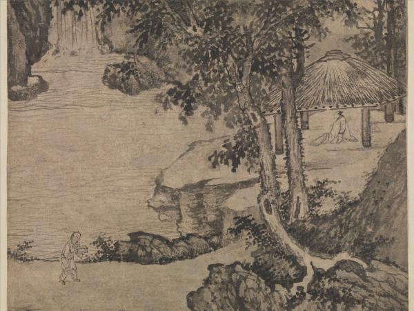 明王紱草堂雲樹　軸