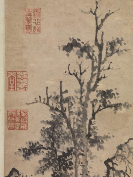 明王紱草亭煙樹圖　軸