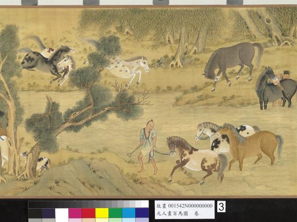 元人畫百馬圖  卷